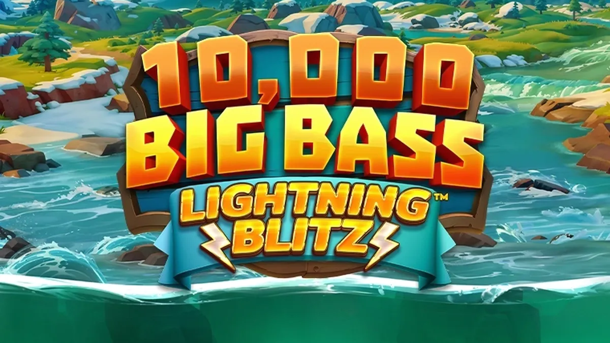 Tampilan visual slot 10,000 Big Bass Lightning Blitz dengan tema memancing dan petir